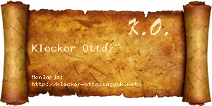 Klecker Ottó névjegykártya